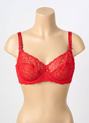 Soutien-gorge tissage dentelle haut soutien-gorge emboitant rouge AMBRA femme