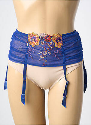 Guêpière/porte-jarretelle broderie bleu AMBRA femme