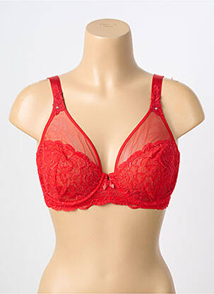 Soutien-gorge tissage dentelle haut soutien-gorge emboitant rouge AMBRA femme