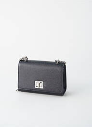 Sac fermeture rabat clipsé forme rectangulaire noir LE TANNEUR femme