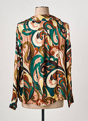 Blouse tissage popeline manches longues vert ARTIGLI femme