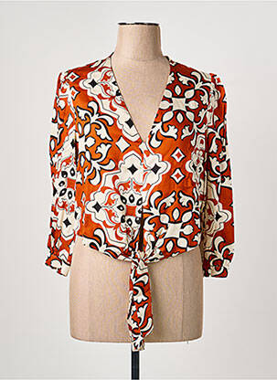 Blouse imprimé fantaisie manches longues marron ARTIGLI femme