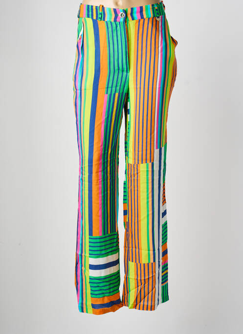 Pantalon droit fermeture zippée sous rabat boutonné taille normale vert LOLA CASADEMUNT femme