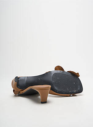 Mules/sabots tissage satiné talon de 4 à 6cm marron MANGO femme