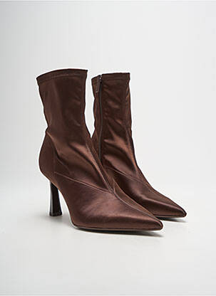 Bottines/boots matière lisse talon de 7 à 9cm marron STRADIVARIUS femme