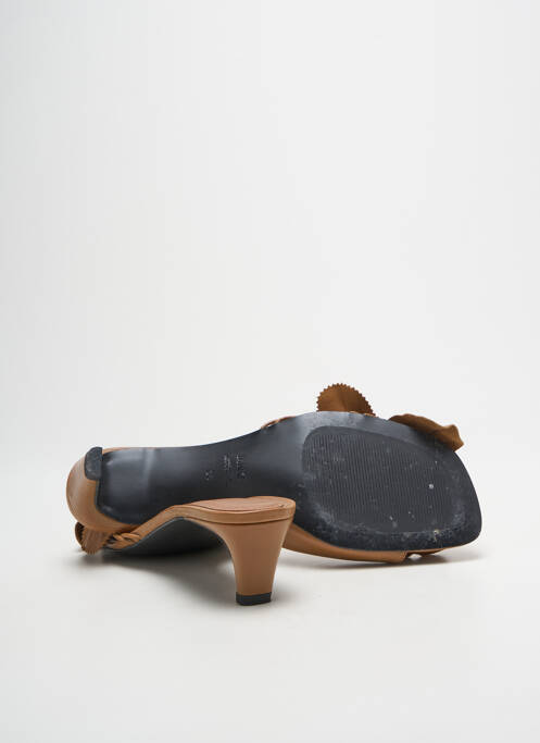 Mules/sabots matière lisse talon de 4 à 6cm marron MNG femme