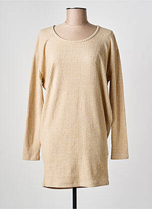 Robe pull tissage chiné manches longues beige YESTA femme