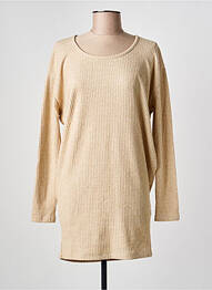 Robe pull tissage chiné manches longues beige YESTA femme