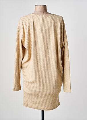 Robe pull tissage chiné manches longues beige YESTA femme