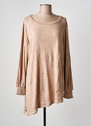 Pull tunique tissage chiné manches longues beige SEMIOLOGY femme