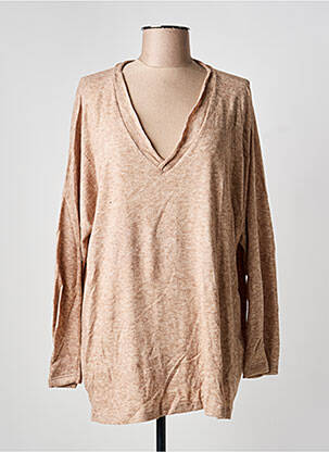 Pull tunique tissage chiné manches longues beige SEMIOLOGY femme