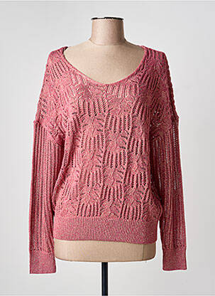 Pull maille ajourée manches longues rose ESQUALO femme
