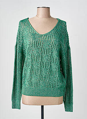 Pull maille ajourée manches longues vert ESQUALO femme