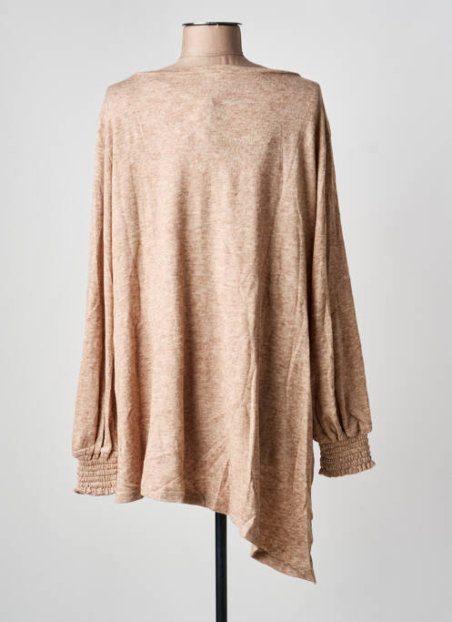 Pull tunique tissage chiné manches longues beige SEMIOLOGY femme