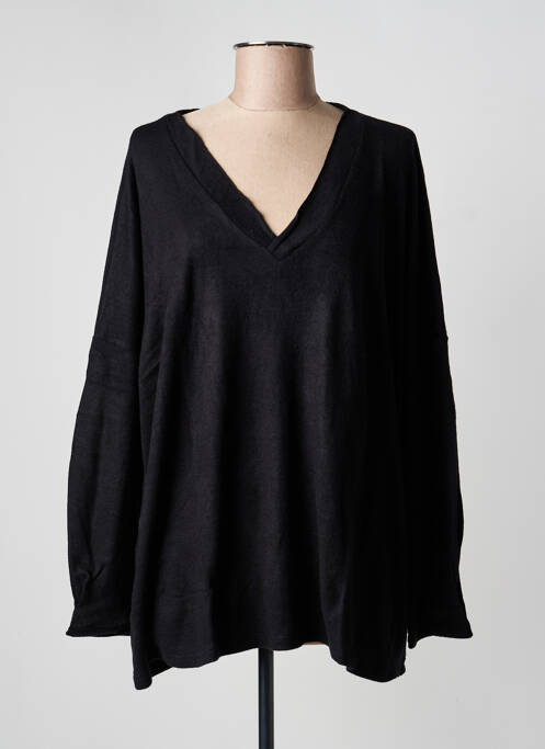 Pull tunique stretch manches longues noir SEMIOLOGY femme