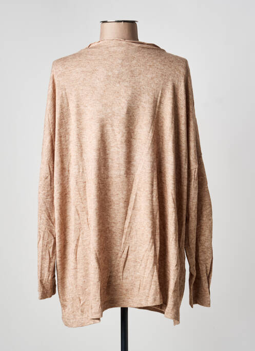 Pull tunique tissage chiné manches longues beige SEMIOLOGY femme