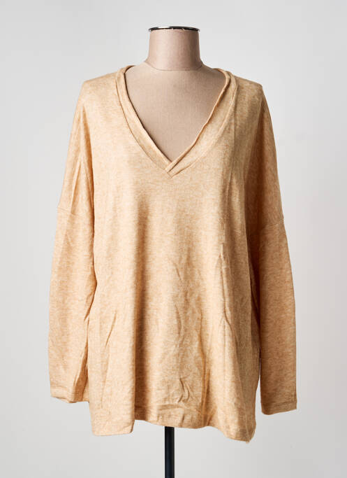 Pull tunique tissage chiné manches longues beige SEMIOLOGY femme