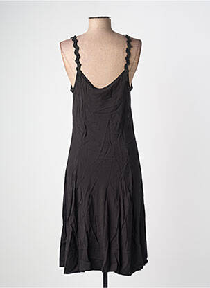Robe mi-longue col v fines bretelles noir SEMIOLOGY femme