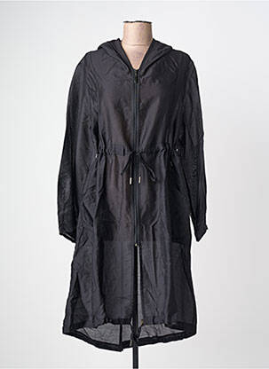 Manteau long coupe cintrée a capuche noir SEMIOLOGY femme