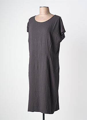 Robe mi-longue tissage crêpe manches courtes gris SAMOON femme