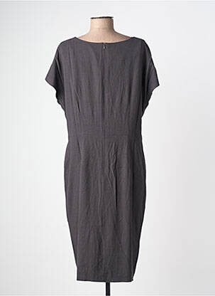 Robe mi-longue tissage crêpe manches courtes gris SAMOON femme