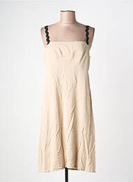 Robe mi-longue coupe cintrée fines bretelles beige SEMIOLOGY femme