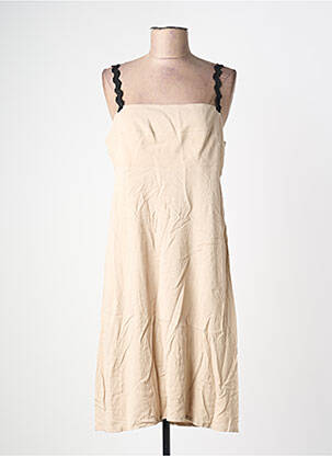 Robe mi-longue coupe cintrée fines bretelles beige SEMIOLOGY femme