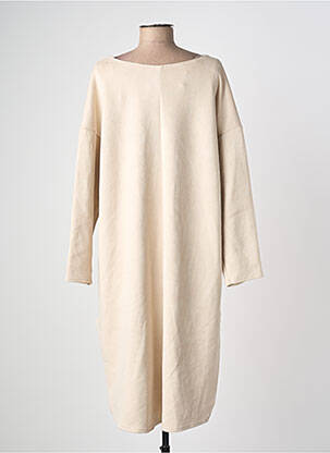 Robe pull coupe droite manches longues beige ONE O ONE femme