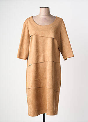 Robe mi-longue manches 3/4 manches 3/4 marron ONE O ONE femme
