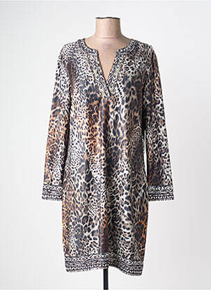 Robe mi-longue manches longues manches longues gris OPEN END femme