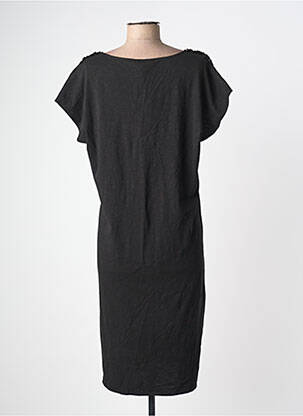 Robe mi-longue tissage crêpe manches courtes noir YEST femme