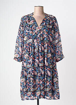 Robe courte coupe fluide manches longues bleu SCARLET ROOS femme