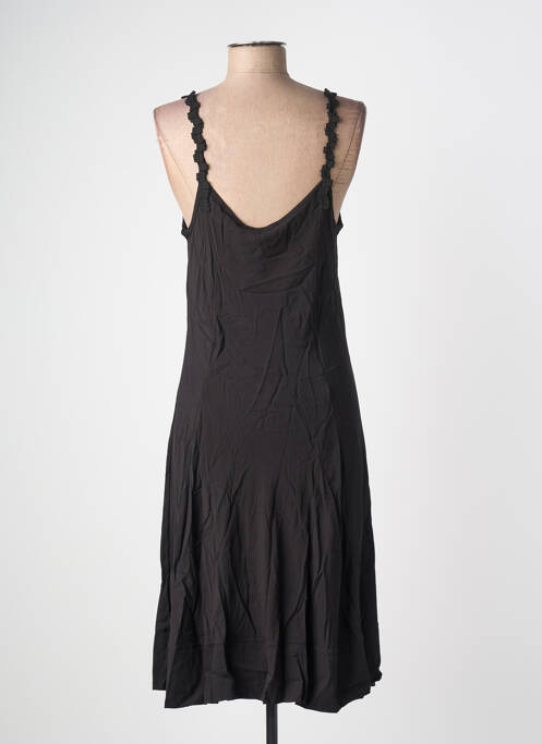 Robe mi-longue col v fines bretelles noir SEMIOLOGY femme