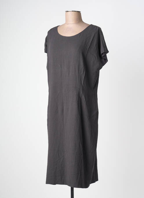 Robe mi-longue tissage crêpe manches courtes gris SAMOON femme