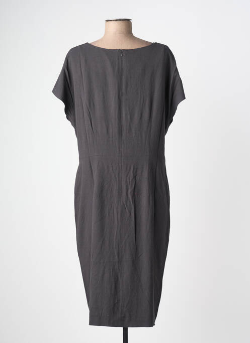 Robe mi-longue tissage crêpe manches courtes gris SAMOON femme