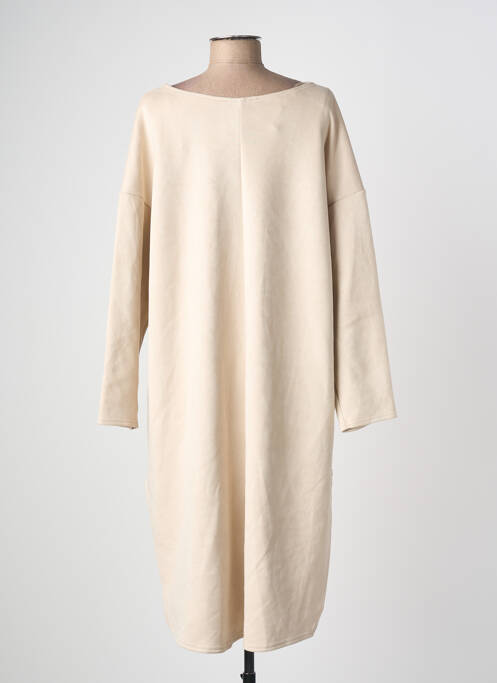 Robe pull coupe droite manches longues beige ONE O ONE femme