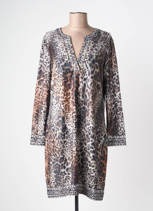 Robe mi-longue manches longues manches longues gris OPEN END femme