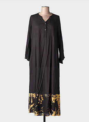 Robe longue coupe fluide manches longues noir CHICOSOLEIL femme