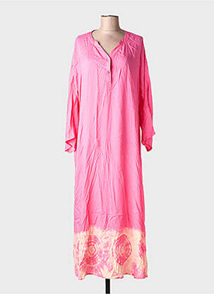 Robe longue coupe fluide manches longues rose CHICOSOLEIL femme