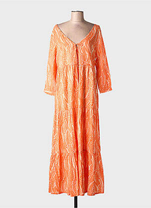 Robe longue manches longues manches longues orange CHICOSOLEIL femme