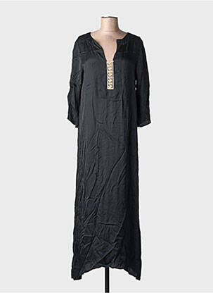 Robe longue coupe fluide manches 3/4 noir SEMIOLOGY femme