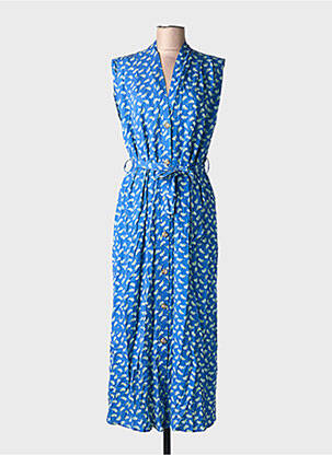 Robe longue imprimé fantaisie sans manche bleu YEST femme