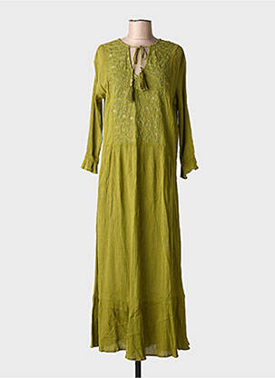 Robe longue coupe fluide manches longues vert CHICOSOLEIL femme