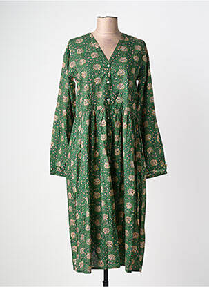Robe longue imprimé fantaisie manches longues vert CHICOSOLEIL femme