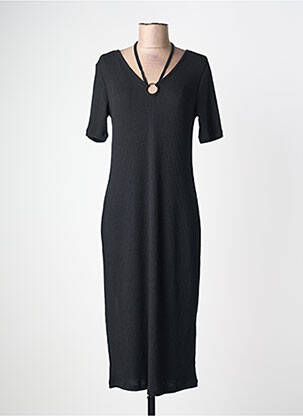 Robe longue manches courtes manches courtes noir YEST femme