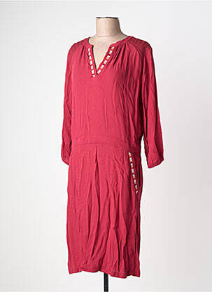 Robe mi-longue coupe fluide manches longues rouge YEST femme