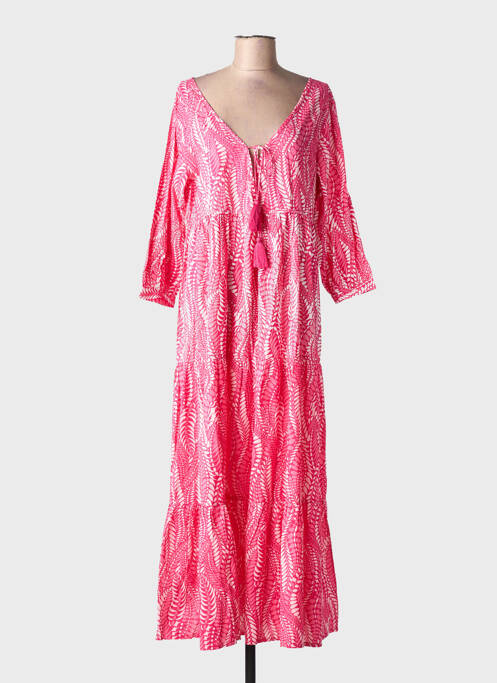 Robe longue manches longues manches longues rose CHICOSOLEIL femme
