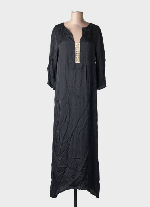 Robe longue coupe fluide manches 3/4 noir SEMIOLOGY femme