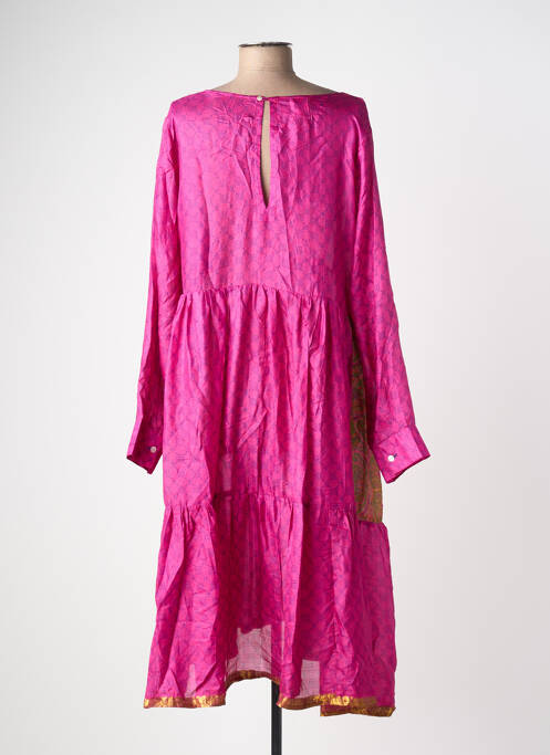 Robe mi-longue manches longues manches longues violet COEUR DE NOMADE femme