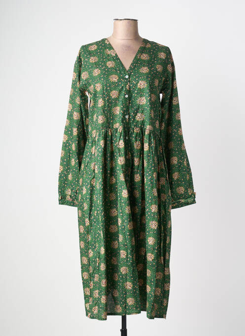 Robe longue manches longues manches longues vert CHICOSOLEIL femme